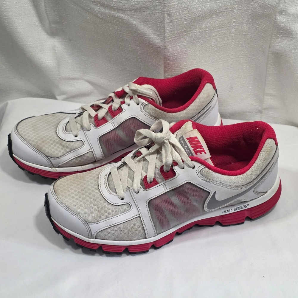Nike Dual Fusion ST 2 White Solar Red Running Shoes 454240-103 Mens 11